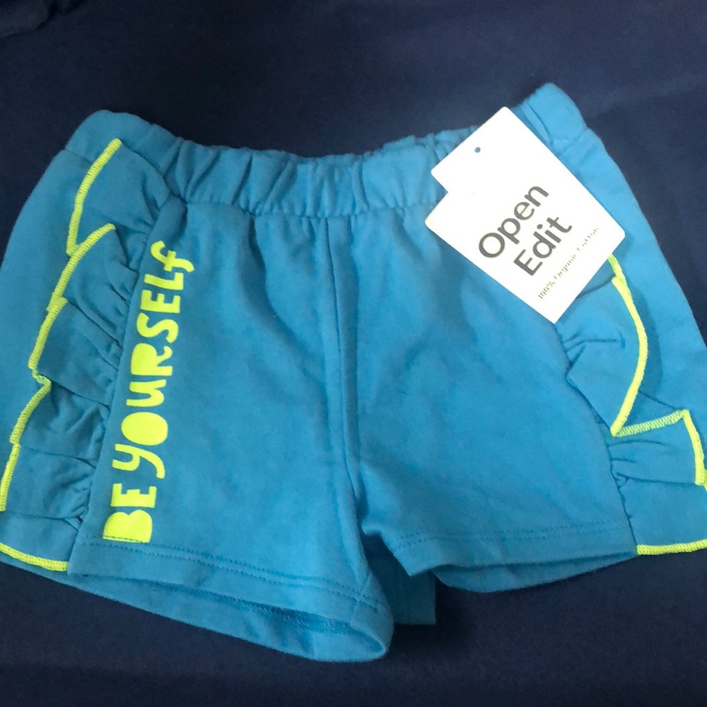 Open Edit girl “be yourself” blue/green shorts size 2,6 NWT